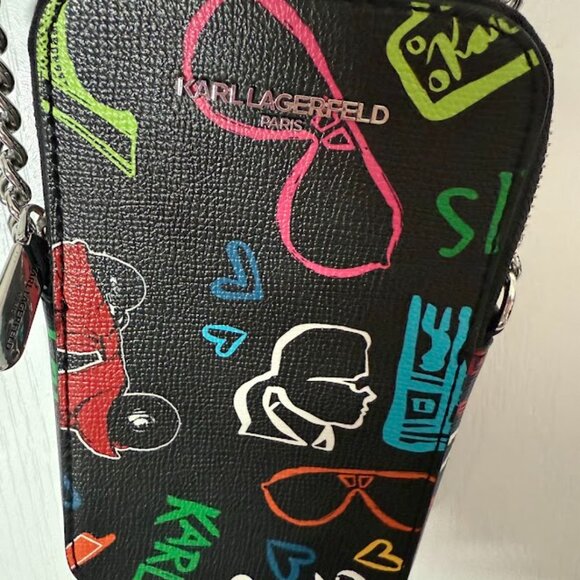 Karl Lagerfeld Scooter Crossbody Bag – Black Multicolor Print - Picture 6 of 8